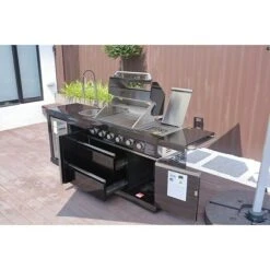 Buschbeck Outdoorküche Cambridge L X B X H: 262 X 60 X 119 Cm, Stahl, Hauptgrillfläche: 60 X 42 Cm, Anzahl Brenner: 6 -Küchengrill 12 124