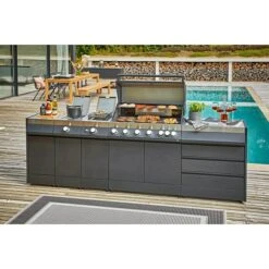 Kingstone Grillküchen-Modul The Quad Side Schwarz, L X B X H: 55,3 X 36,7 X 91,3 Cm, 3 KW -Küchengrill 12 170