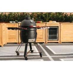 Kingstone Holzkohlegrill Kamado 38 Schwarz, Hauptgrillfläche: Ø 38,3 Cm -Küchengrill 12 226