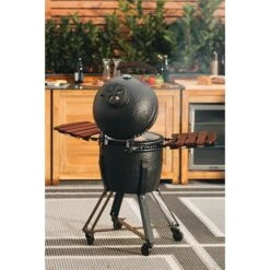 Kingstone Holzkohlegrill Kamado 38 Schwarz, Hauptgrillfläche: Ø 38,3 Cm -Küchengrill 12 228