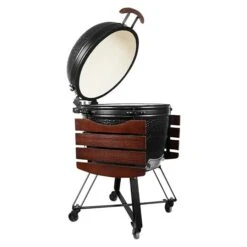 Kingstone Holzkohlegrill Kamado 51 Schwarz, Hauptgrillfläche: Ø 51,5 Cm -Küchengrill 12 297