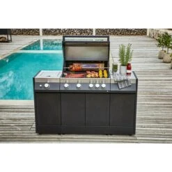Kingstone KMS Gasgrillküche The Quad Four Anzahl Brenner: 4, Hauptgrillfläche: 70,2 X 45 Cm, 14 KW, Material Rost: Gusseisen -Küchengrill 12 31