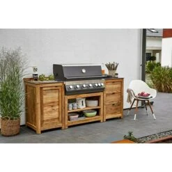 Kingstone Gasgrillküche The Quad Six 605 Anzahl Brenner: 6, Hauptgrillfläche: 89,2 X 45 Cm, 21 KW, Material Rost: Gusseisen -Küchengrill 12 37