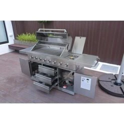Buschbeck Outdoorküche Bristol L X B X H: 214,8 X 64,5 X 119 Cm, Edelstahl, Hauptgrillfläche: 96 X 45,4 Cm, Anzahl Brenner: 8 -Küchengrill 12 43