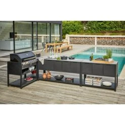 Kingstone KMS Gasgrill Cliff 605-II Built In Anzahl Brenner: 6, Hauptgrillfläche: 89,2 X 45 Cm, 14 KW, Schwarz -Küchengrill 12 58
